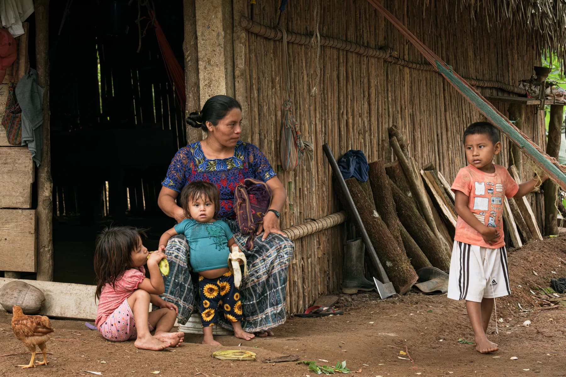 A family outside their home in Río Blanco.