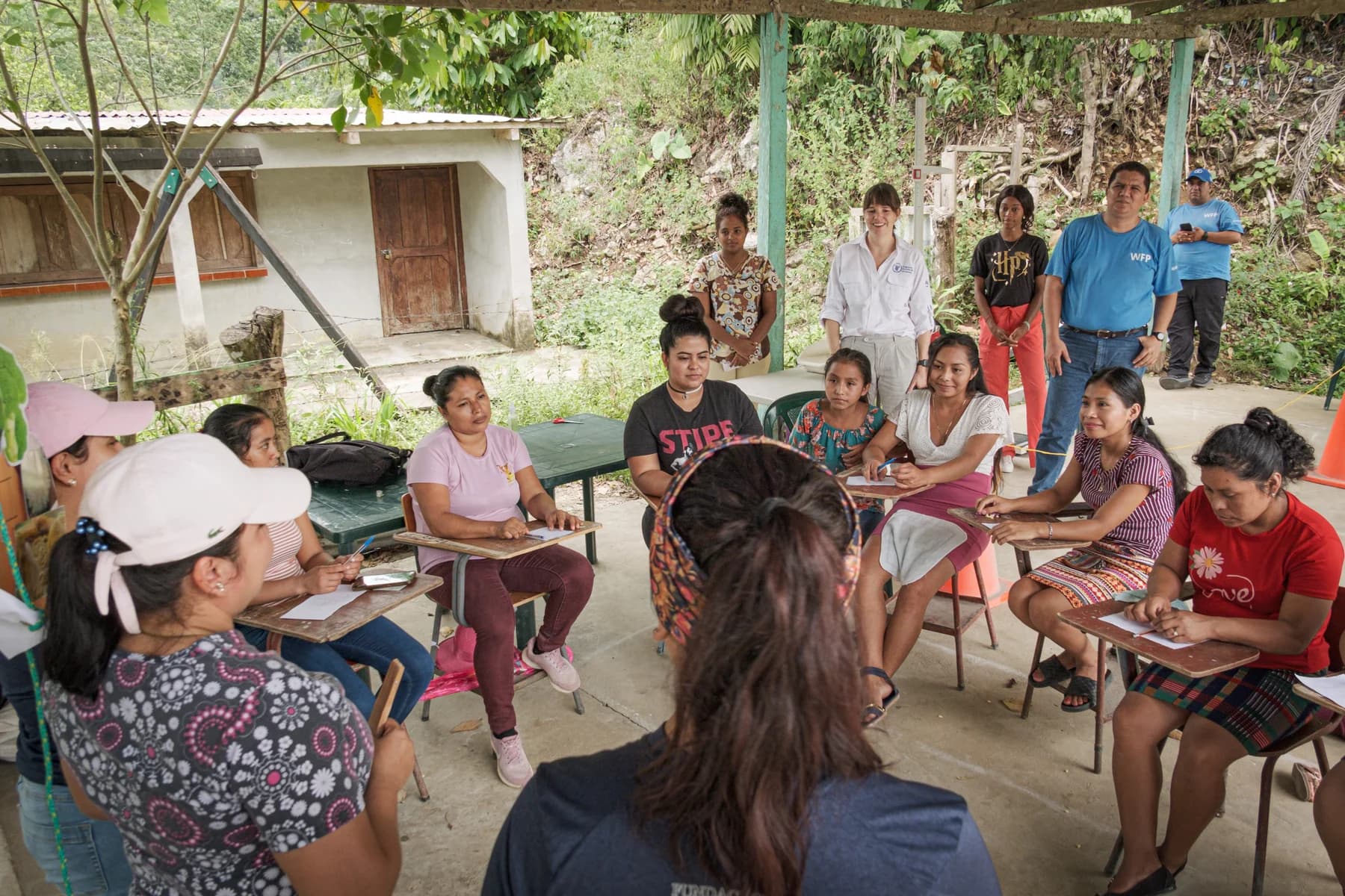 Community members gather in San Miguelito.